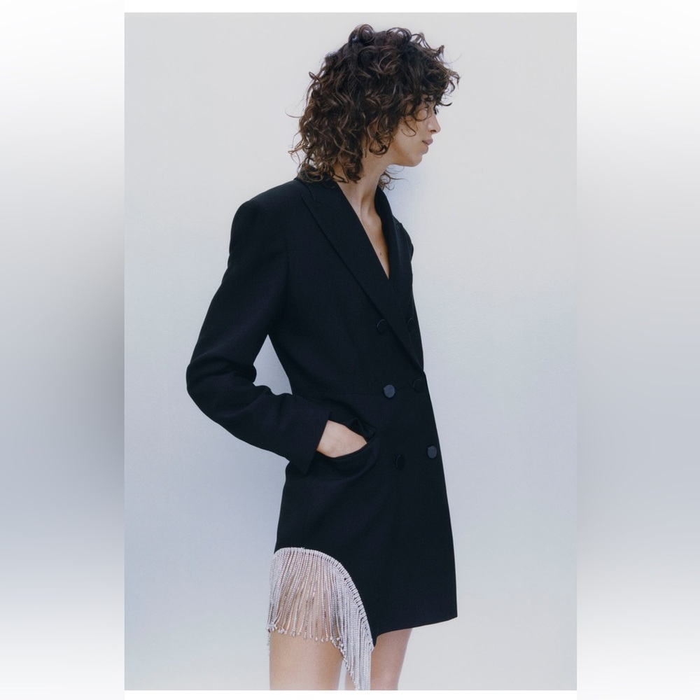 Blazer dress with crystal fringes